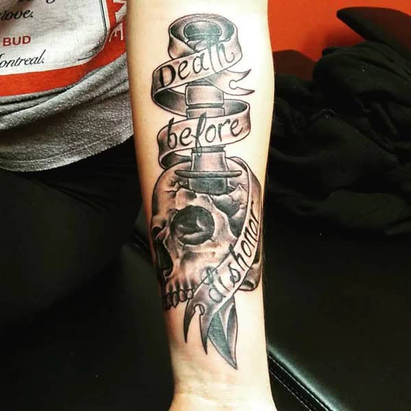 Death Before Dishonour Bicep Tattoo