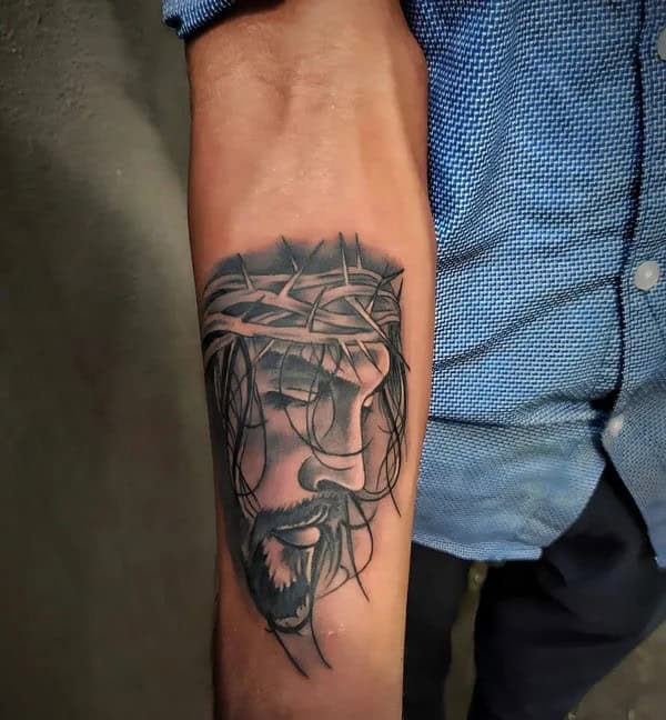 Jesus Forearm Tattoo