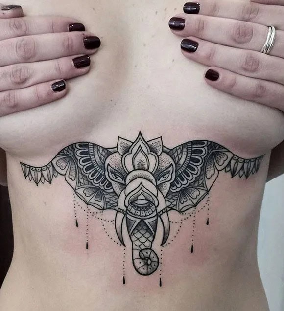 Elephant Tattoo Under Breast