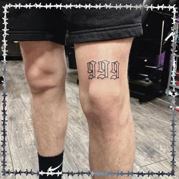 999 Tattoo On Leg