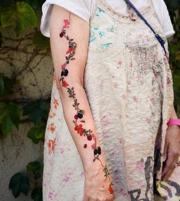 Wild Flower Sleeve Tattoo