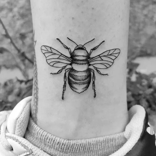 Black and White Bee tattoo