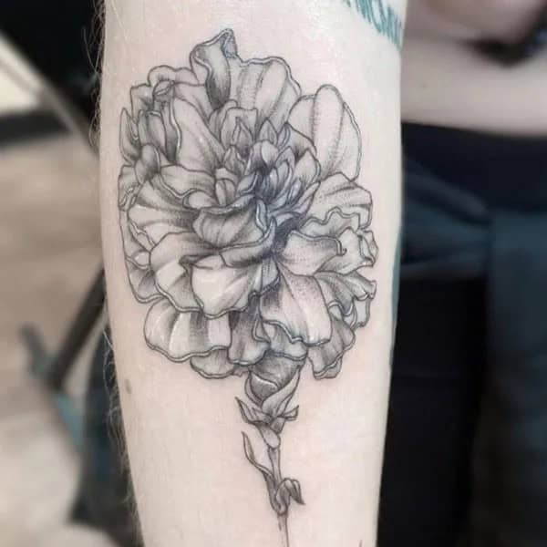 Black and White Marigold Tattoo