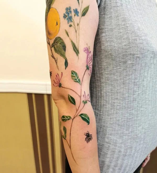 Honeysuckle Sleeve Tattoo