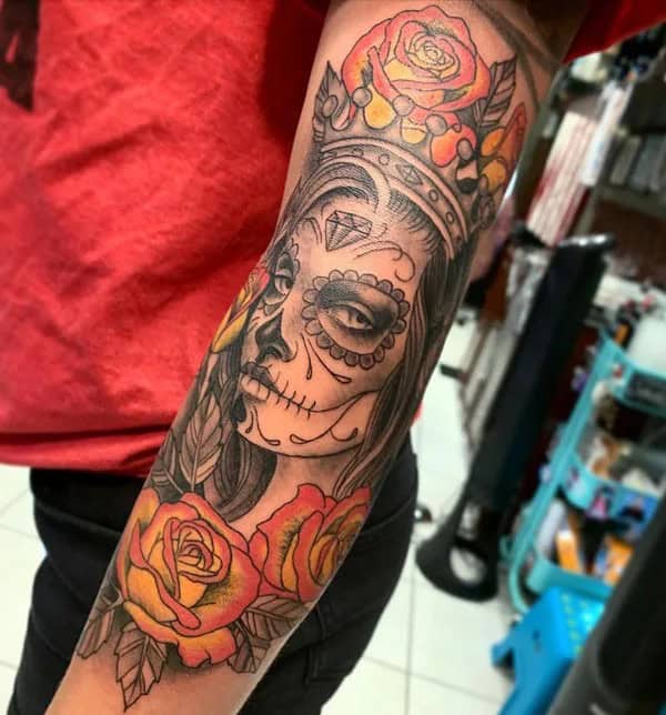 Sugar Skull Sleeve Tattoo