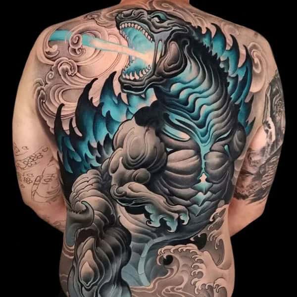 Godzilla vs Ghidorah tattoo