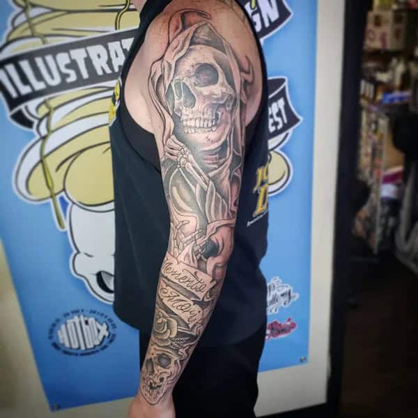 Grim Reaper Sleeve Tattoo