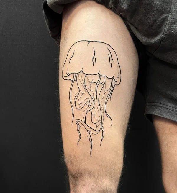 Fine Line Jellyfish Tattoo