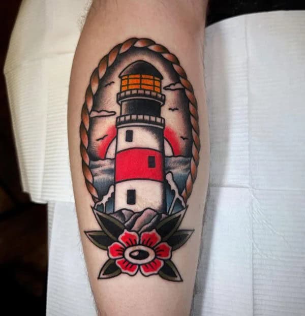 Traditional Lighthouse Tattoo