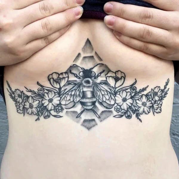 Sternum Bee Tattoo