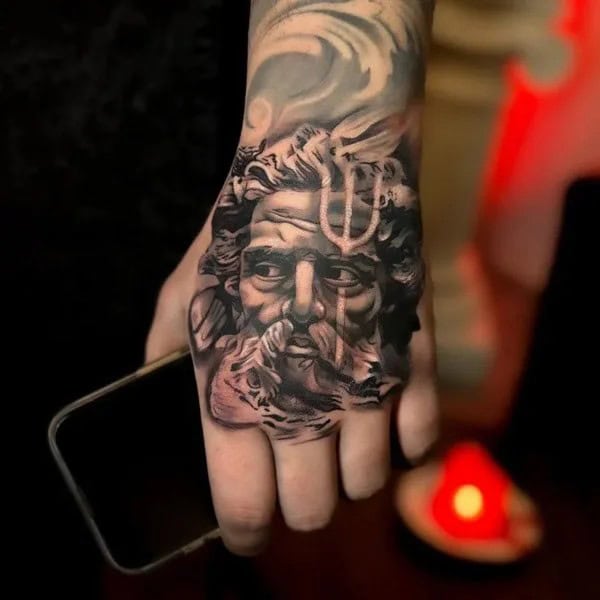 Poseidon Hand Tattoo