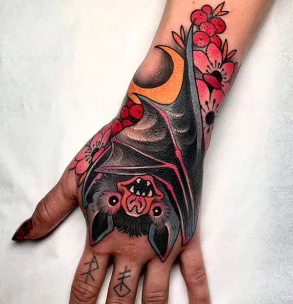 Bat Tattoo On Hand