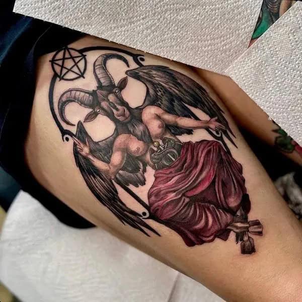 Baphomet Thigh Tattoo