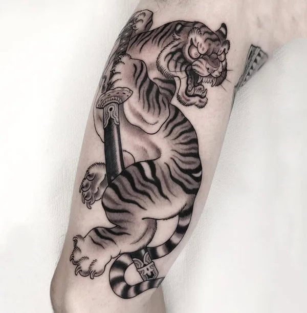 Japanese White Tiger Tattoo