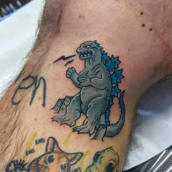 Godzilla vs Ghidorah tattoo