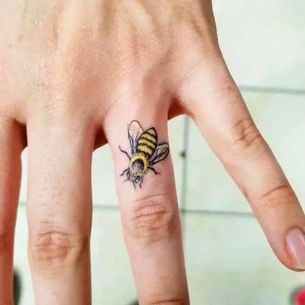 Finger Bee Tattoo