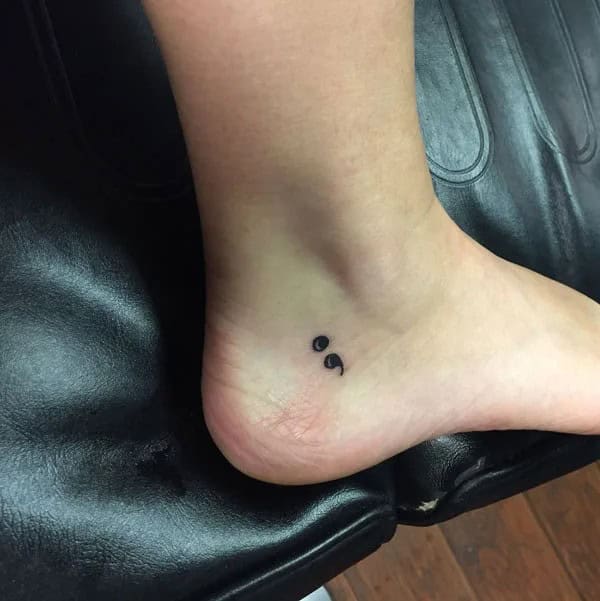 Semicolon Tattoo on Ankle