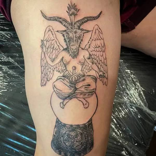 Baphomet Thigh Tattoo