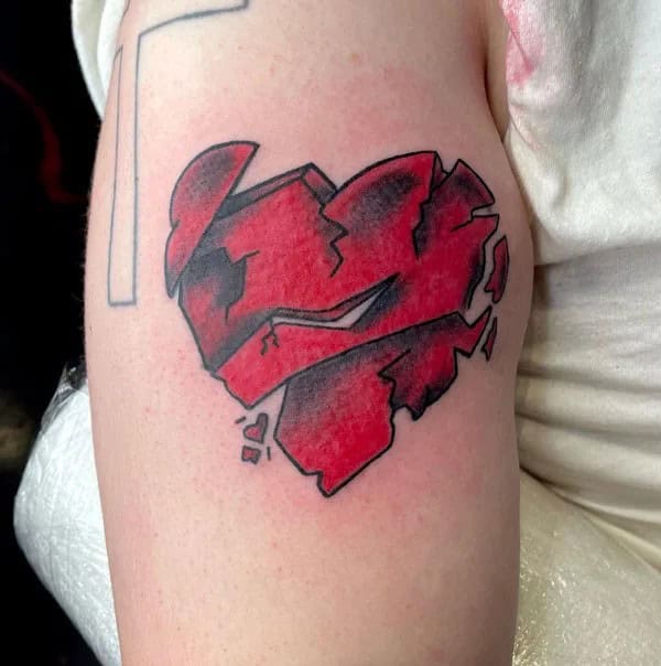 Red Broken Heart Tattoo