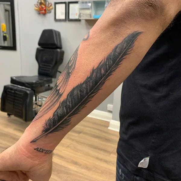 Feather Forearm Tattoo