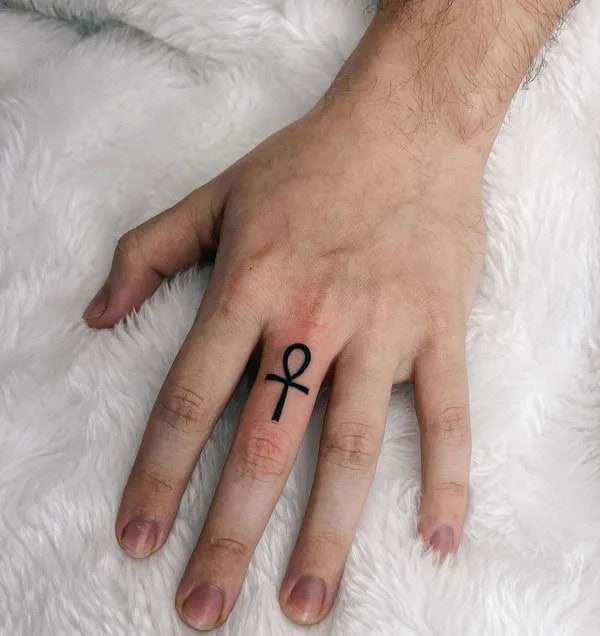 Ankh Finger Tattoo