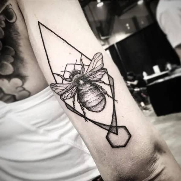 Geometric Bee Tattoo