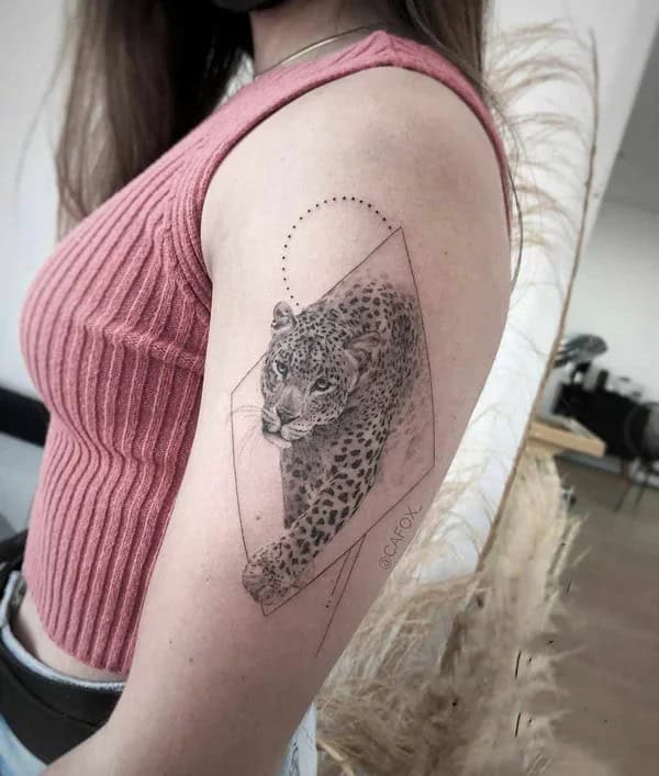 Geometric Jaguar Tattoo