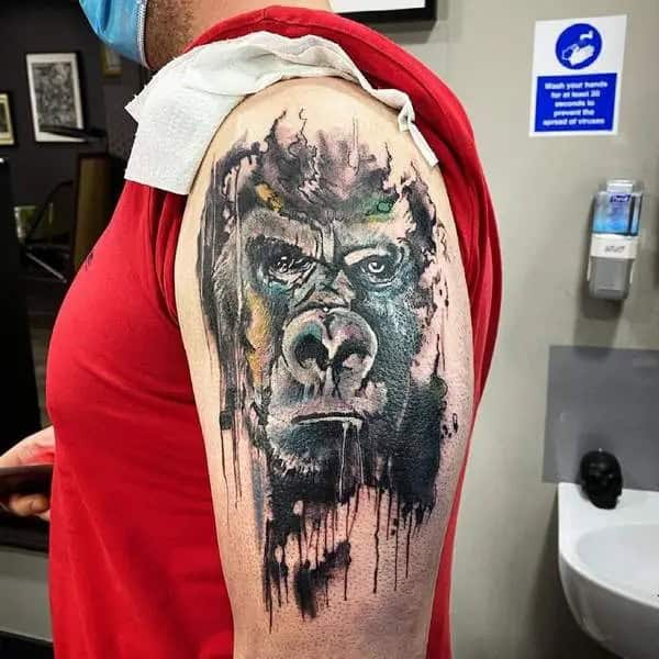 Watercolor Gorilla Tattoo