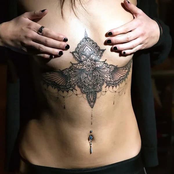 Lace Under Breast Tattoos