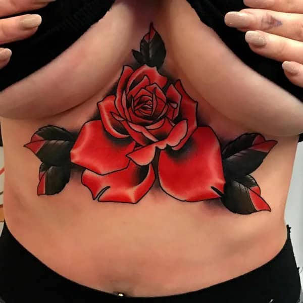 Rose Underboob Tattoo