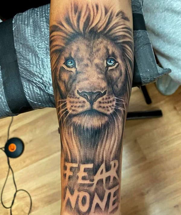 Fear None Lion Tattoo