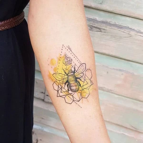 Geometric Bee Tattoo