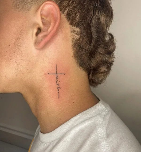 Faith tattoo on Neck