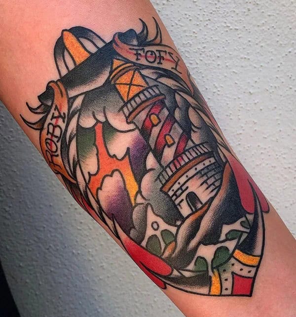 Traditional Lighthouse Tattoo