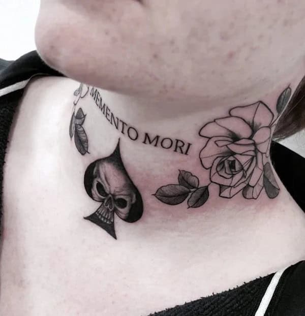 Memento Mori Throat Tattoo