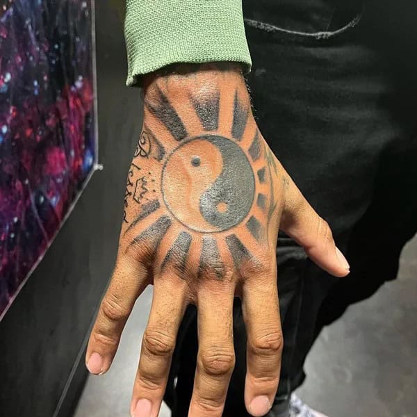 Yin Yang Hand Tattoo