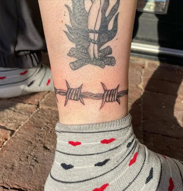 Barbed Wire Ankle Tattoo