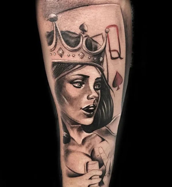 Neo Traditional Queen of Spades Tattoo