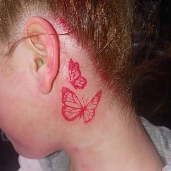 Watercolor Butterfly Tattoo Behind The Ear