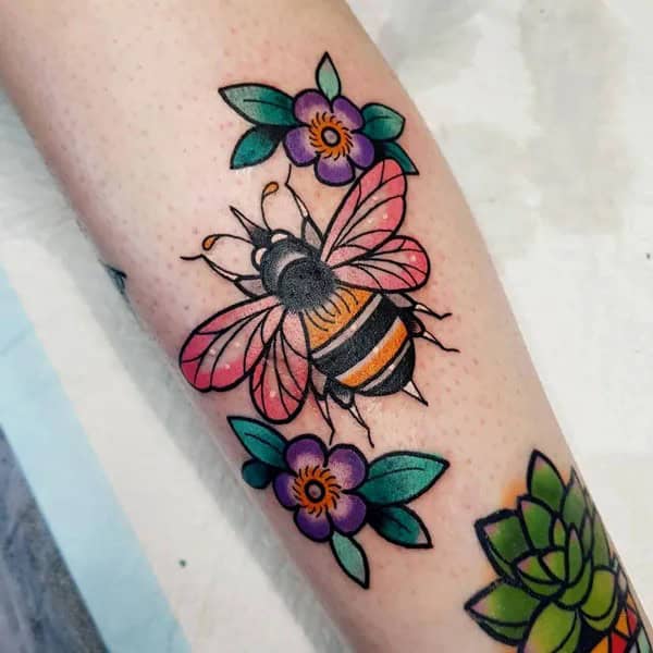 Traditional Bee Tattoo