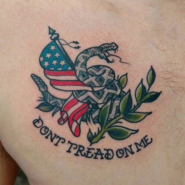 “Don’t Tread On Me” Back Tattoo