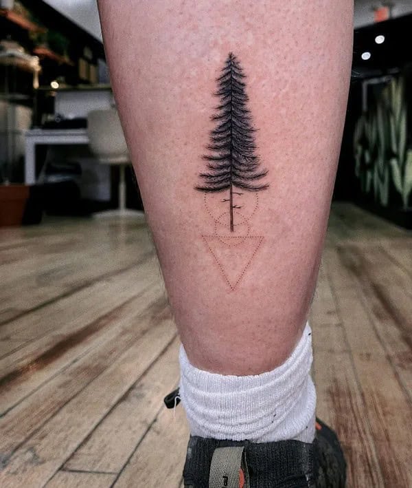 Pine Tree Tattoo On The Legs