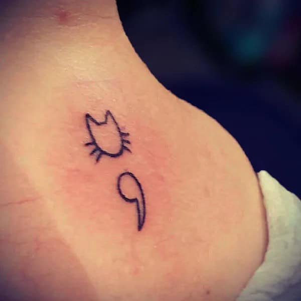 Cat Semicolon Tattoo