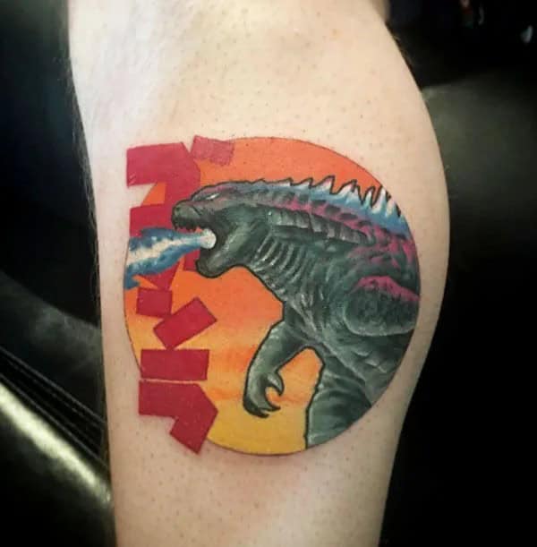 Godzilla vs Ghidorah tattoo