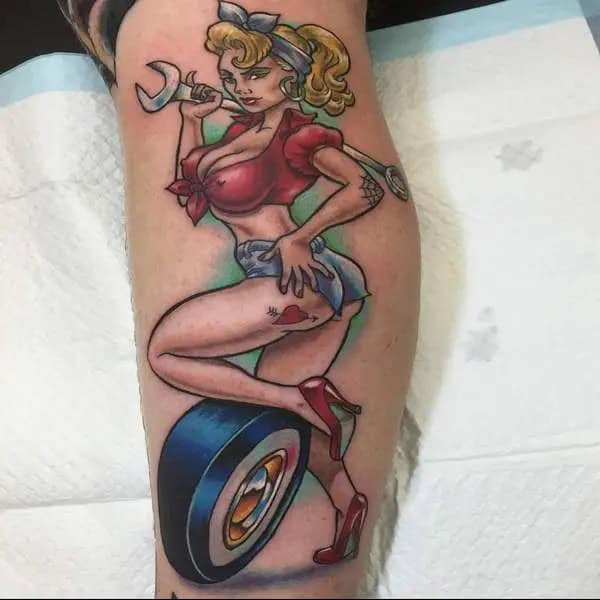 Mechanic Pin-Up Tattoo