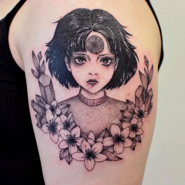 Geometric Junji Ito Tattoo