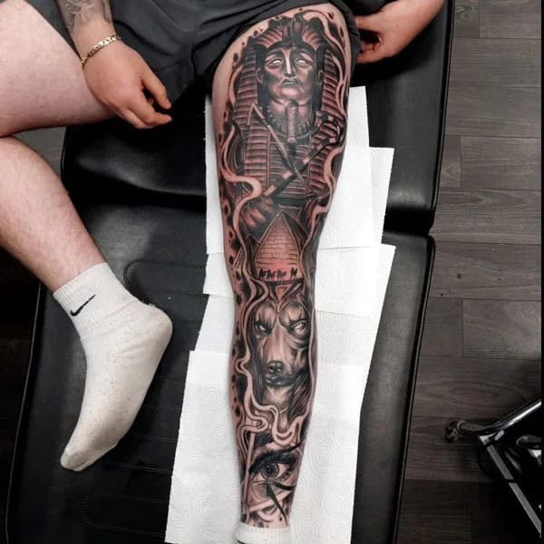 Egyptian Leg Sleeve Tattoo