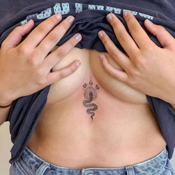 Snake Tattoo Under Breast