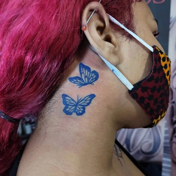 Watercolor Butterfly Tattoo Behind The Ear