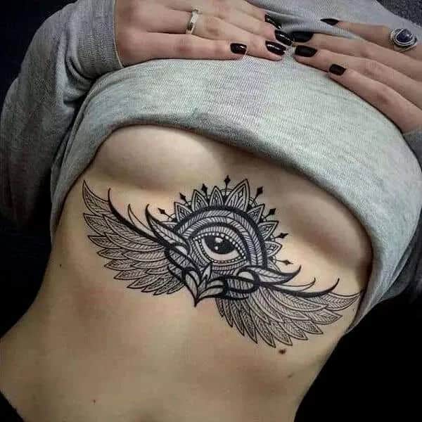 Wings Under Breast Tattoo